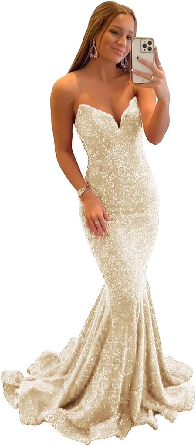 Vestido de fiesta con tirantes finos y lentejuelas, vestido de noche de sirena brillante con abertura, vestidos largos para mujer 2024 