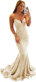 Vestido de fiesta con tirantes finos y lentejuelas, vestido de noche de sirena brillante con abertura, vestidos largos para mujer 2024 