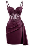 Lace Satin Homecoming Dresses for Teens 2027 Short Prom Dress Spaghetti Straps Corset Cocktail Formal Evening Gowns