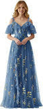 Fairy Tulle Junior Bridesmaid Dresses for Teen Girls Long Flower Embroidery Formal Prom Flower Girl Dress Gown with Slit