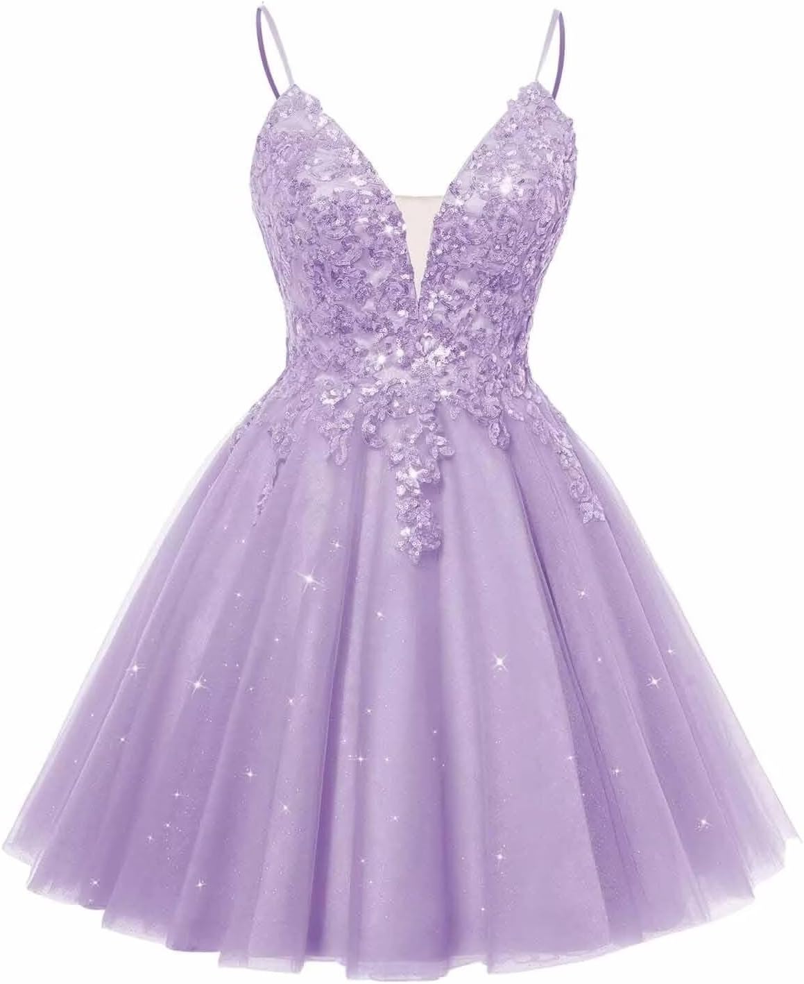 Spaghetti Straps Sequin Lace Appliques Short Homecoming Dresses for Teens Glitter Tulle Prom Party Dresses