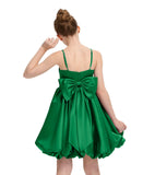 Satin Homecoming Dress for Girls Short Satin Flower Girl Dresses for Wedding Party Prom Gown with Bow