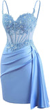 Lace Satin Homecoming Dresses for Teens 2027 Short Prom Dress Spaghetti Straps Corset Cocktail Formal Evening Gowns