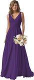 Chiffon Bridesmaid Dresses Long for Women A Line Ruched Formal Porm Evening Gowns