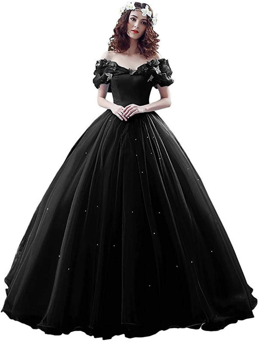 Tulle Ball Gown Cinderella's Off Shoulder Quinceanera Dress Wedding Dresses Evening Formal Gown