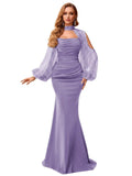 Kingbridal Gowns Long Sleeve Prom Dresses 2026 Mermaid Satin Formal Dress for Women Sparkly Sequin Halter Neck Evening Party Gowns