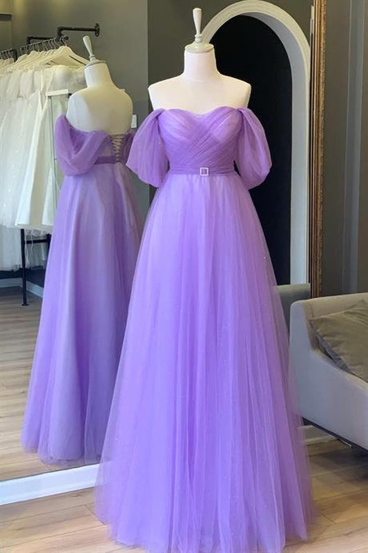 Glitter Tulle Prom Dresses Off The Shoulder Sweetheart Puffy Long Evening Gowns for Women 2027