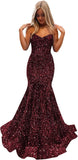 Women's Strapless Sequin Prom Dresses with Train Criss-Cross Mermaid Long Formal Evening Gowns
