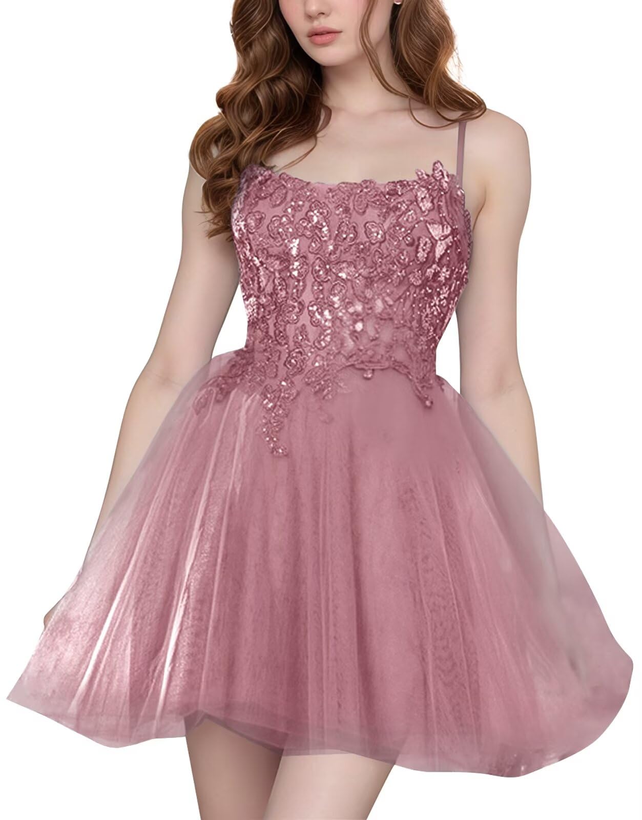 Tulle Homecoming Dresses Short Wedding Dresses 2026 Spaghetti Strap Prom Dress A Line Lace Applique Formal Party Gown