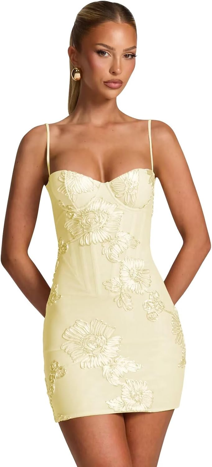 Spaghetti Straps Short Homecoming Dresses 2026 Mini Tight Embroidery Corset Prom Evening Cocktail Dress