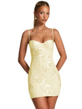 Spaghetti Straps Short Homecoming Dresses 2026 Mini Tight Embroidery Corset Prom Evening Cocktail Dress