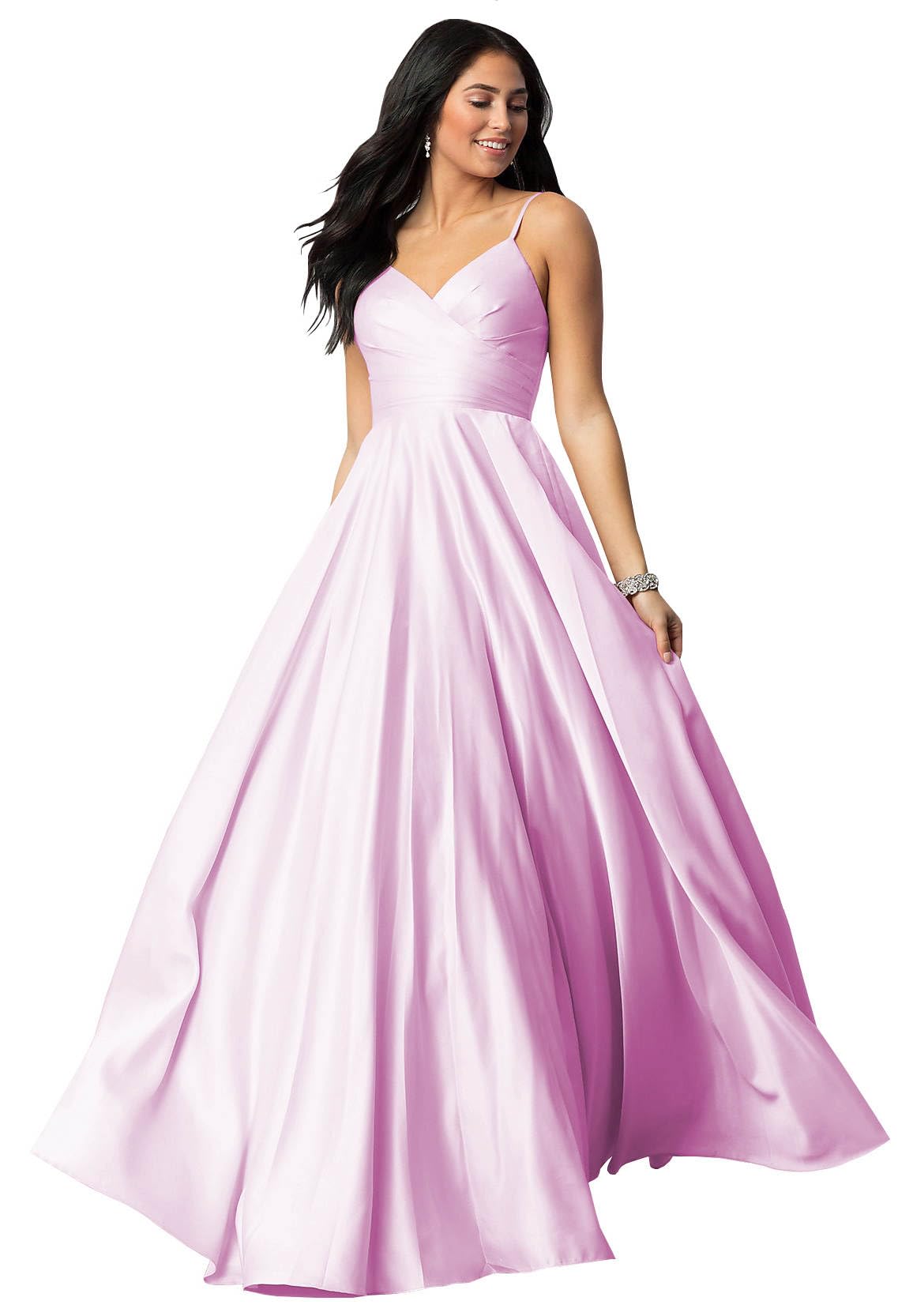Spaghetti Straps Satin Prom Dresses for Women Long with Pockets Pleated Formal Evening Gowns