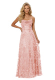 Lace Sequin Prom Dresses Spaghetti Straps A-Line Cowl Neck Pleated Sparkly Long Formal Evening Party Gowns