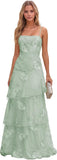 Jacquard Laces Prom Dress for Women Spaghetti Strap Bridesmaid Dresses Long Formal Wedding Party Gown