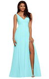 V Neck Chiffon Bridesmaid Dresses for Wedding 2027 Long Pleated Sleeveless Formal Prom Evening Gowns with Slit