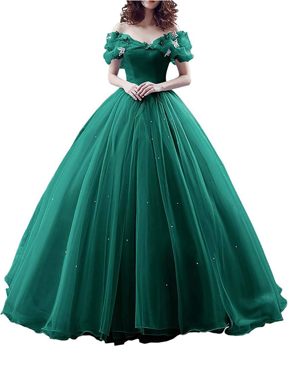 Tulle Ball Gown Cinderella's Off Shoulder Quinceanera Dress Wedding Dresses Evening Formal Gown