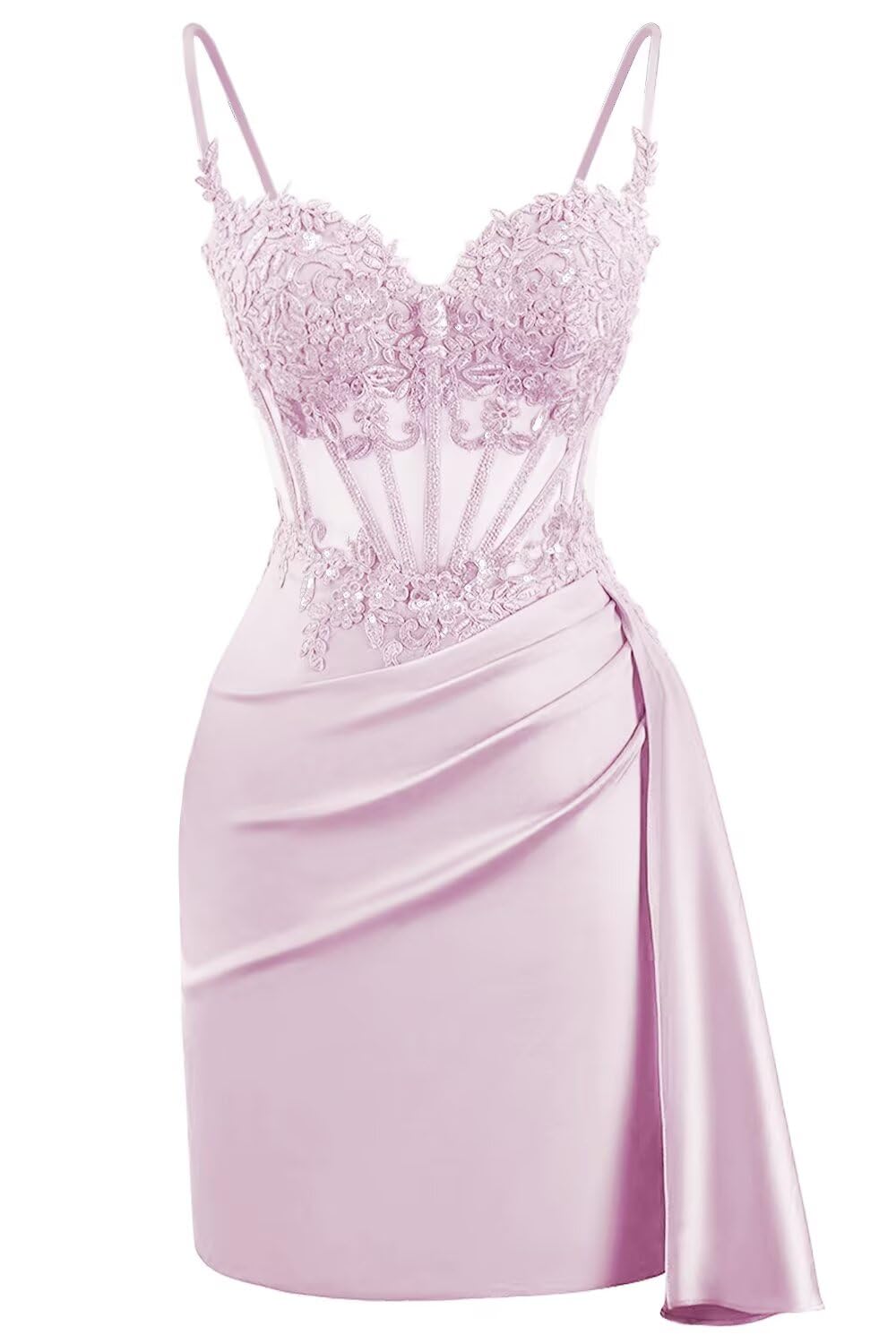 Lace Satin Homecoming Dresses for Teens 2027 Short Prom Dress Spaghetti Straps Corset Cocktail Formal Evening Gowns