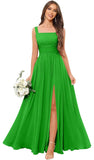 Kingbridal Chiffon A-line Bridesmaid Dresses for Women 2027 Long Square Neck Pleated Formal Evening Party Dress with Slit