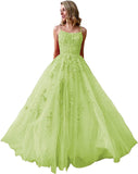 Ballkleider, langes Ballkleid für Damen, Spaghettiträger, Tüll, A-Linie, sexy, rückenfrei, formelle Partykleider mit Taschen 
