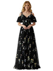 Fairy Tulle Junior Bridesmaid Dresses for Teen Girls Long Flower Embroidery Formal Prom Gown with Slit