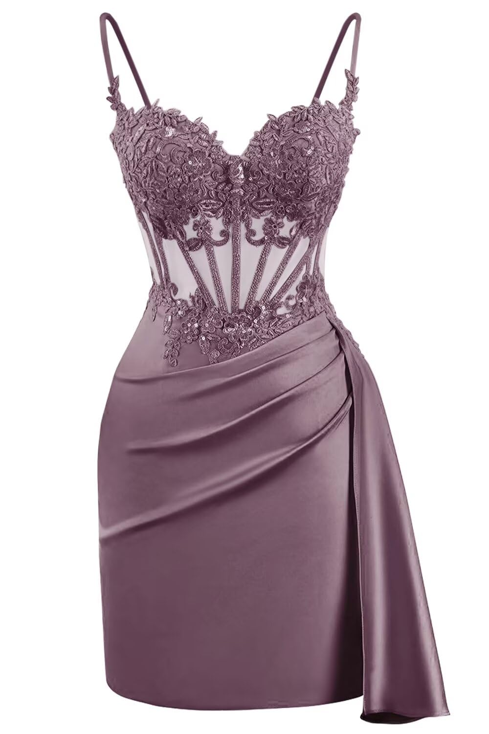 Lace Satin Homecoming Dresses for Teens 2027 Short Prom Dress Spaghetti Straps Corset Cocktail Formal Evening Gowns
