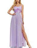 Women's Formal Choir Dress Elegant Midi Mesh Embroidered for Wedding Guest Bridesmaid Cocktail Party Flowy Prom Dress