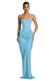 Mermaid Satin Prom Dresses for Women 2026 Spaghetti Strap Formal Dress Ruched Corset Evening Party Gowns
