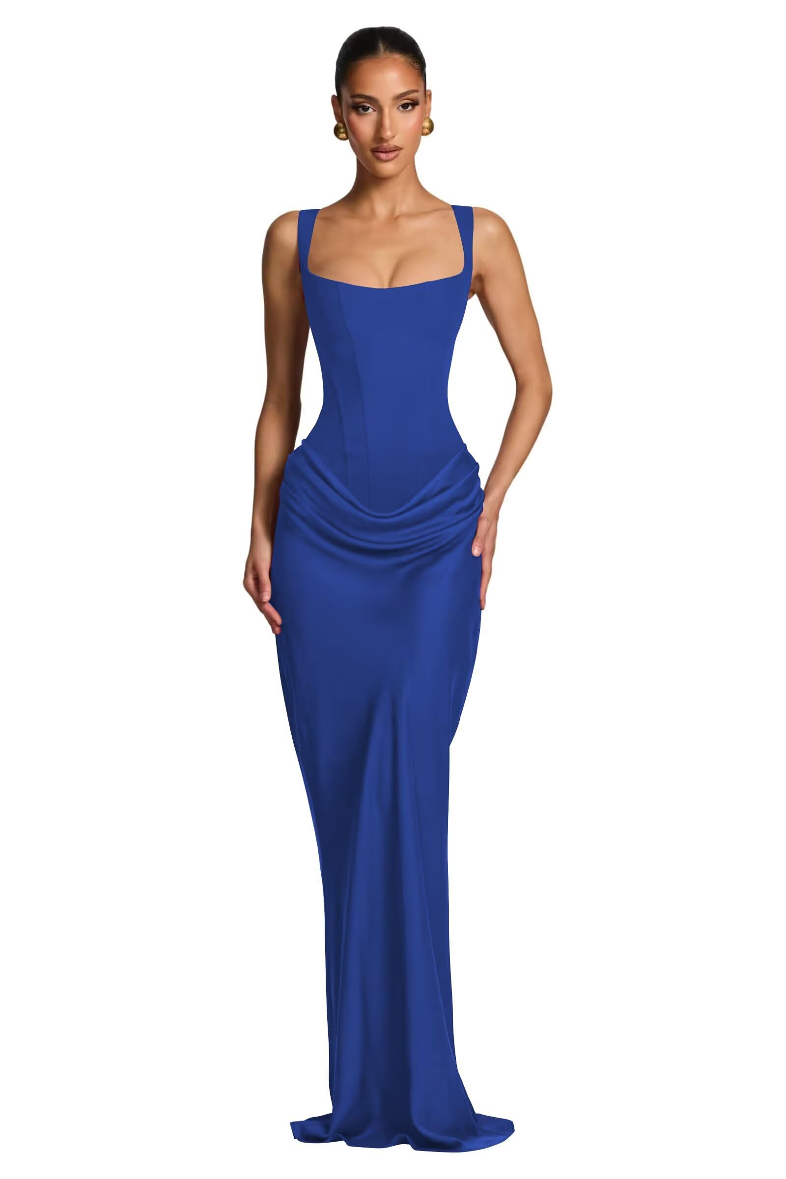 Mermaid Satin Prom Dresses for Women 2026 Spaghetti Strap Formal Dress Ruched Corset Evening Party Gowns