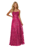 Lace Sequin Prom Dresses Spaghetti Straps A-Line Cowl Neck Pleated Sparkly Long Formal Evening Party Gowns