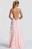 Floral Lace Bridesmaid Dresses for Women Long Spaghetti Straps Formal Evening Gowns with Scarf