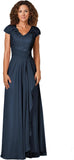 Women's Mother of The Bride Dresses for Wedding V Neck Lace Appliques Formal Evening Gowns