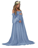 Kingbridal Pearl Tulle Maternity Dress for Photoshoot Long Puffy Sleeve Pregnancy Gown