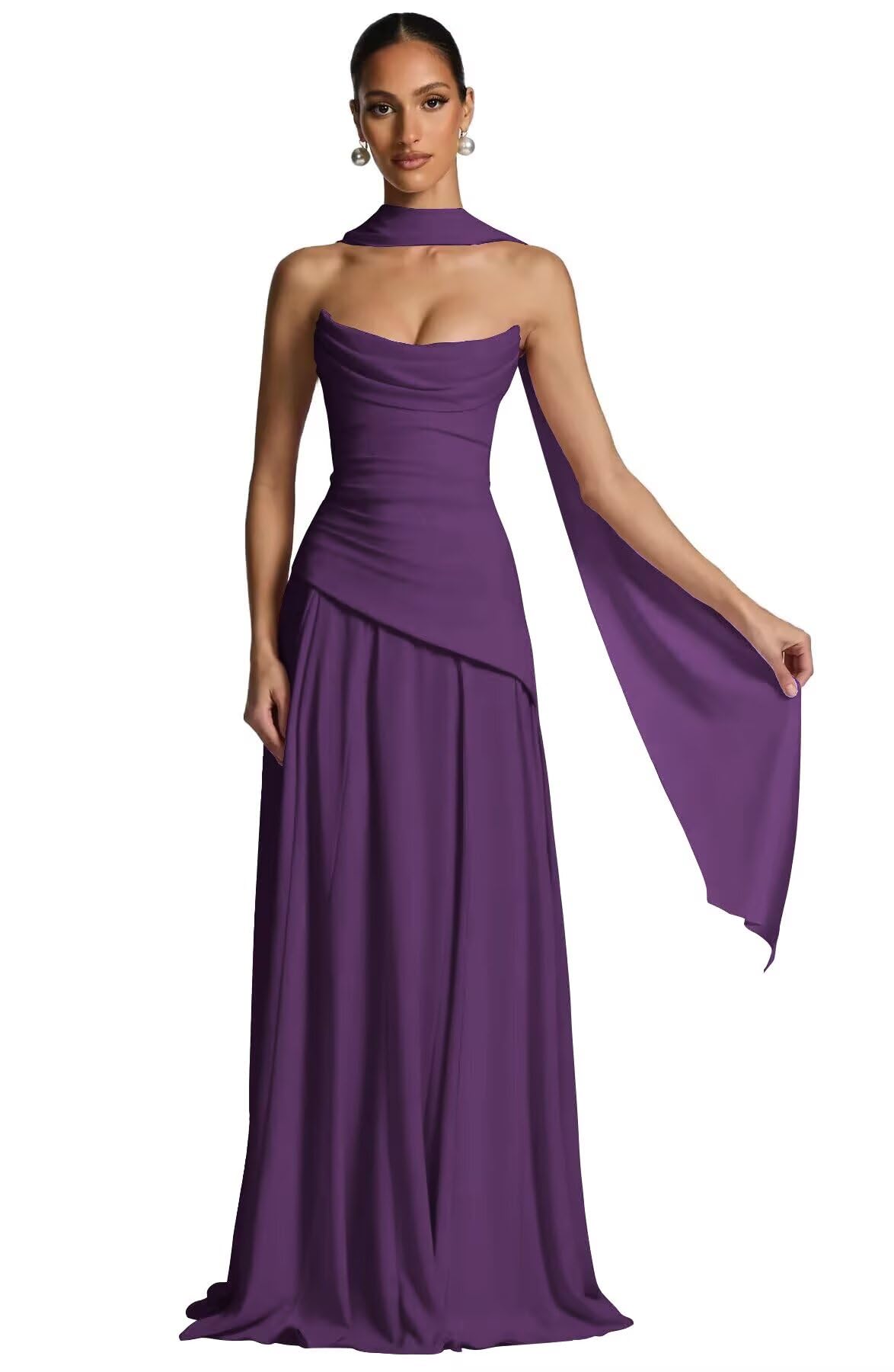 Kingbridal Strapless Bridesmaid Dresses with Scarf 2026 Long A-line Prom Formal Dress