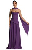 Kingbridal Strapless Bridesmaid Dresses with Scarf 2026 Long A-line Prom Formal Dress