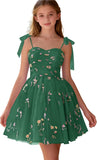 Floral Embroidery Junior Bridesmaid Dress Tulle Sweetheart Neck Girls Prom Dresses Fairy Short Formal Flower Girl Gown