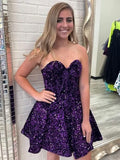 Sequin Short Homecoming Dresses for Teens Sparkly A Line Prom Dress Tight Cocktail Dresses Evening Gown with Pocket