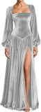 Kingbridal Gowns Long Sleeve Prom Dresses for Women 2027 Velvet Formal Dress with Slit Long A-line Evening Party Gowns