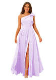 One Shoulder Bridesmaid Dresses Long for Women Satin Formal Gown Wedding Guest Dress