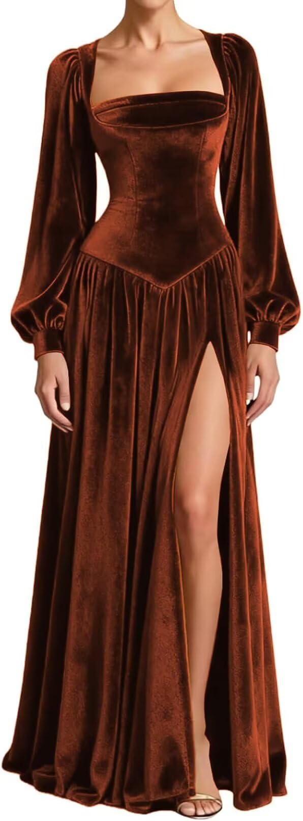 Kingbridal Gowns Long Sleeve Prom Dresses for Women 2027 Velvet Formal Dress with Slit Long A-line Evening Party Gowns