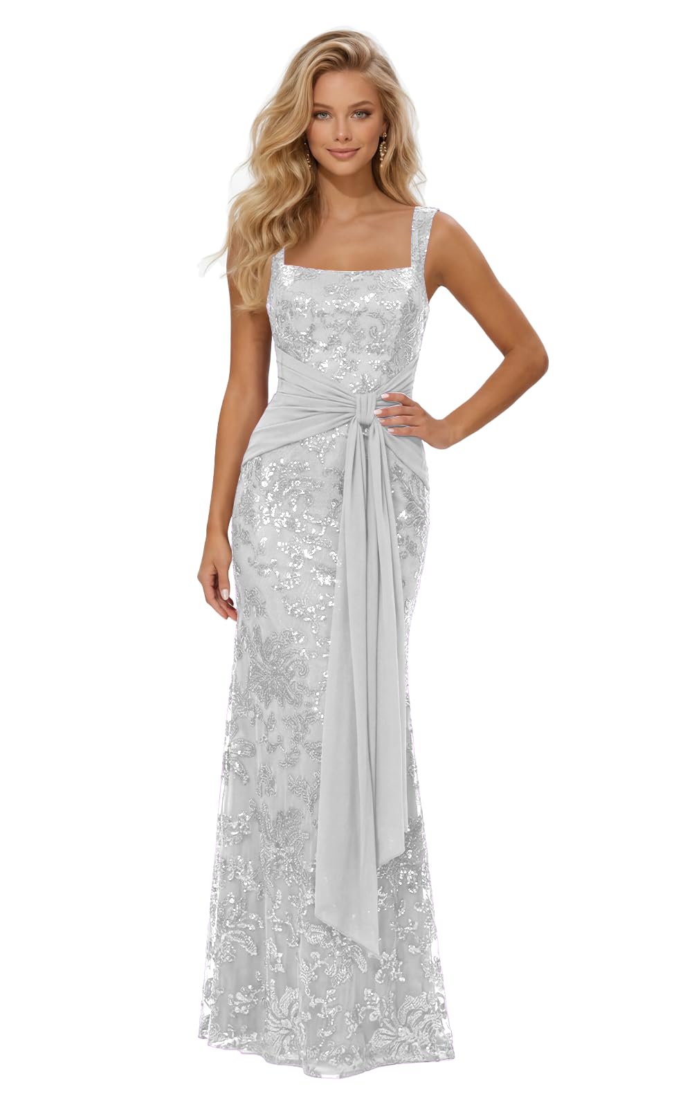 Lace Sequin Spaghetti Straps Prom Dress Long Ball Gown 2026 Mermaid Front Tie Backless Formal Evening Gowns