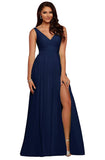 V Neck Chiffon Bridesmaid Dresses for Wedding 2027 Long Pleated Sleeveless Formal Prom Evening Gowns with Slit