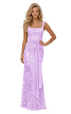 Lace Sequin Spaghetti Straps Prom Dress Long Ball Gown 2026 Mermaid Front Tie Backless Formal Evening Gowns