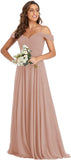 Off The Shoulder Chiffon Bridesmaid Dresses Long Spaghetti Straps A Line Formal Party Dress