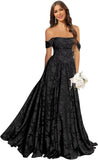 Jacquard Chiffon Bridesmaid Dresses Long Off The Shoulder Formal Evening Dress for Women