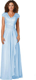 Women's Mother of The Bride Dresses for Wedding V Neck Lace Appliques Formal Evening Gowns