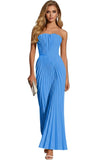 Women's Strapless Pleated Bridesmaid Dress Elegant Sweetheart Neck Formal Prom Gown for Wedding Guest