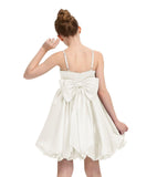Satin Homecoming Dress for Girls Short Satin Flower Girl Dresses for Wedding Party Prom Gown with Bow
