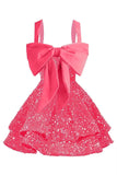 Sparkly Tiered Sequin Flower Girl Dress Spaghetti Straps Short Birthday Pageant Formal Mini Dresses