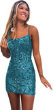 Sequin Homecoming Dresses for Teens Short Scoop Sparkly Cocktail Party Gown Spaghetti Straps Sequin Dress for Women