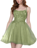 Tulle Homecoming Dresses Short Wedding Dresses 2026 Spaghetti Strap Prom Dress A Line Lace Applique Formal Party Gown